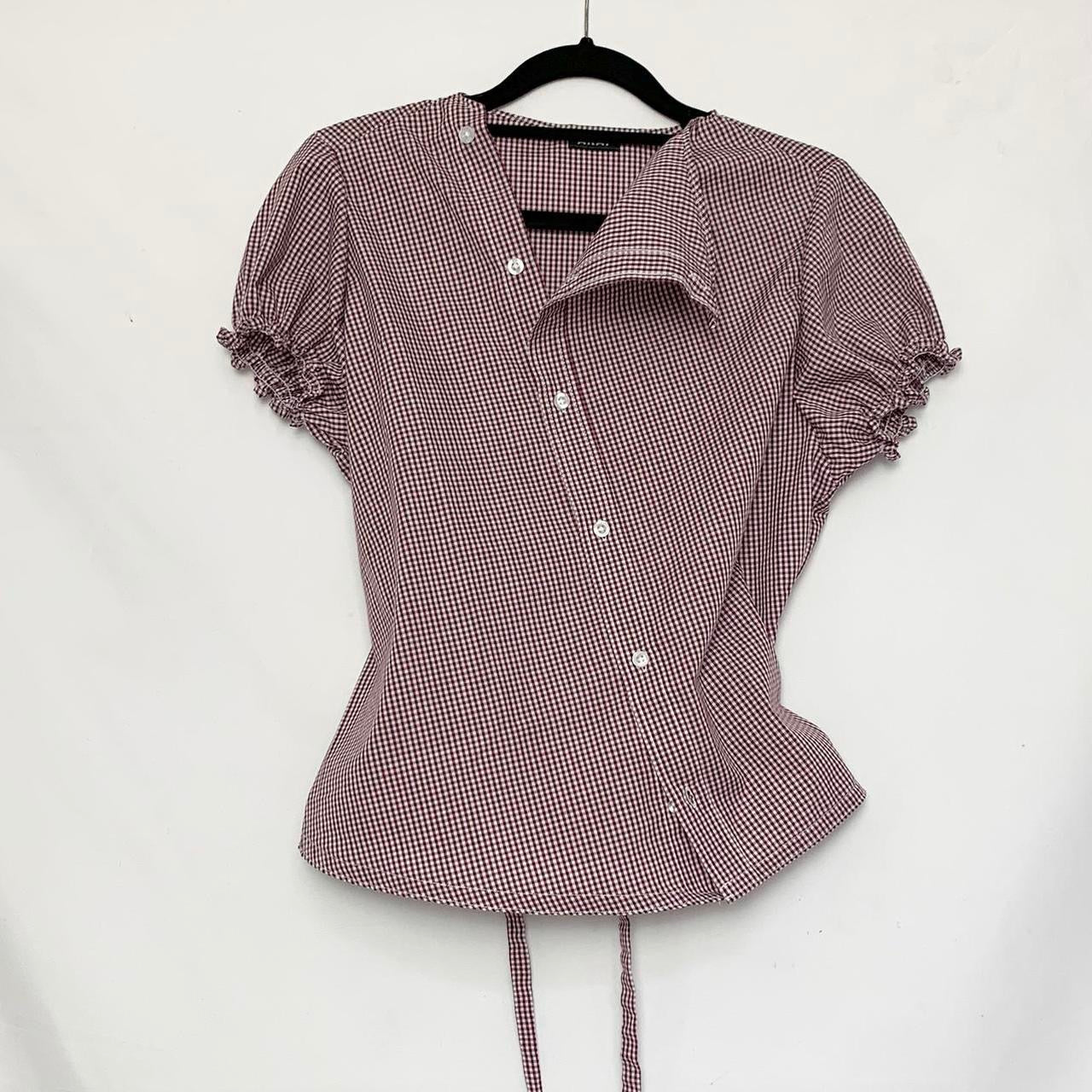 Plaid asymmetric shirt