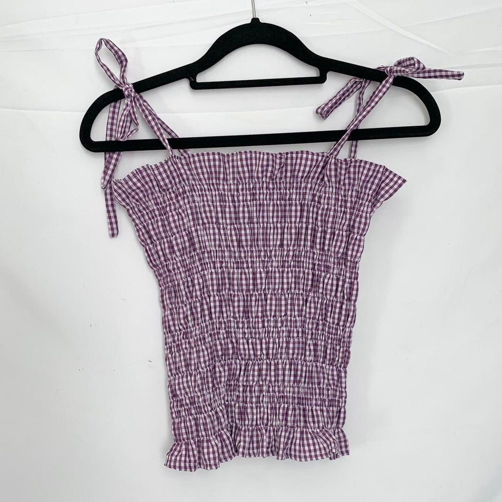 Gingham Ruched Cami Top