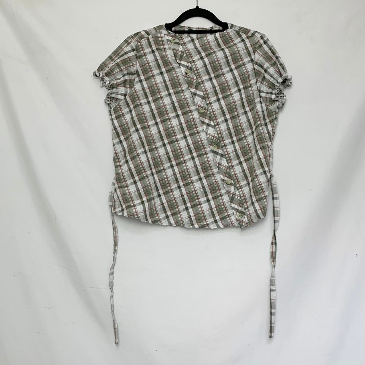 Plaid asymmetric shirt