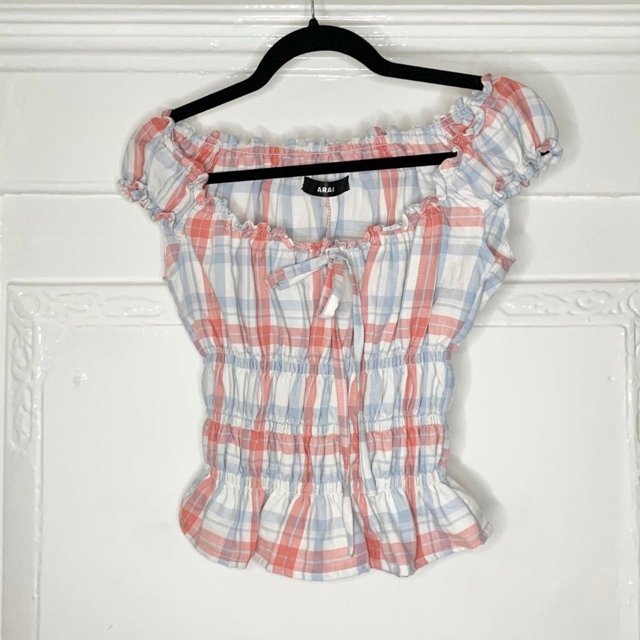 Checkered Milkmaid Top