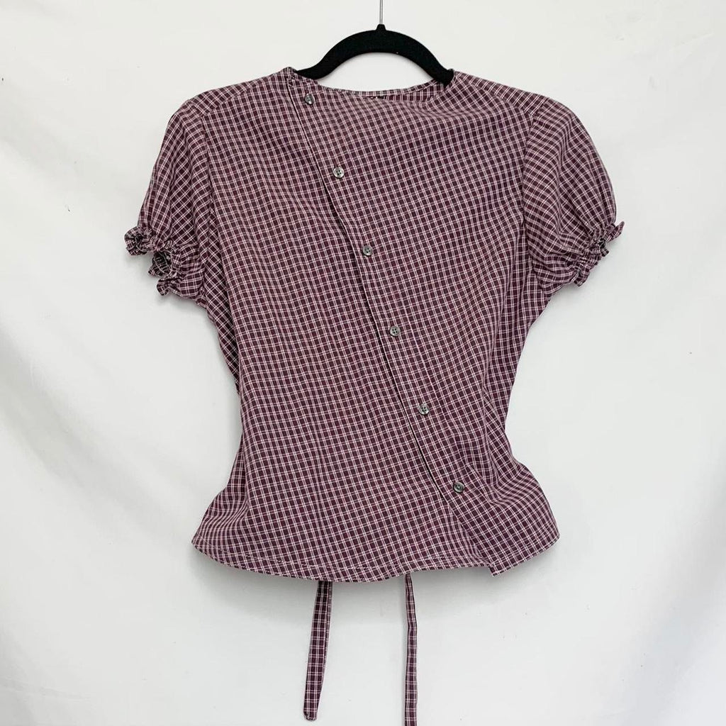 Plaid asymmetric shirt