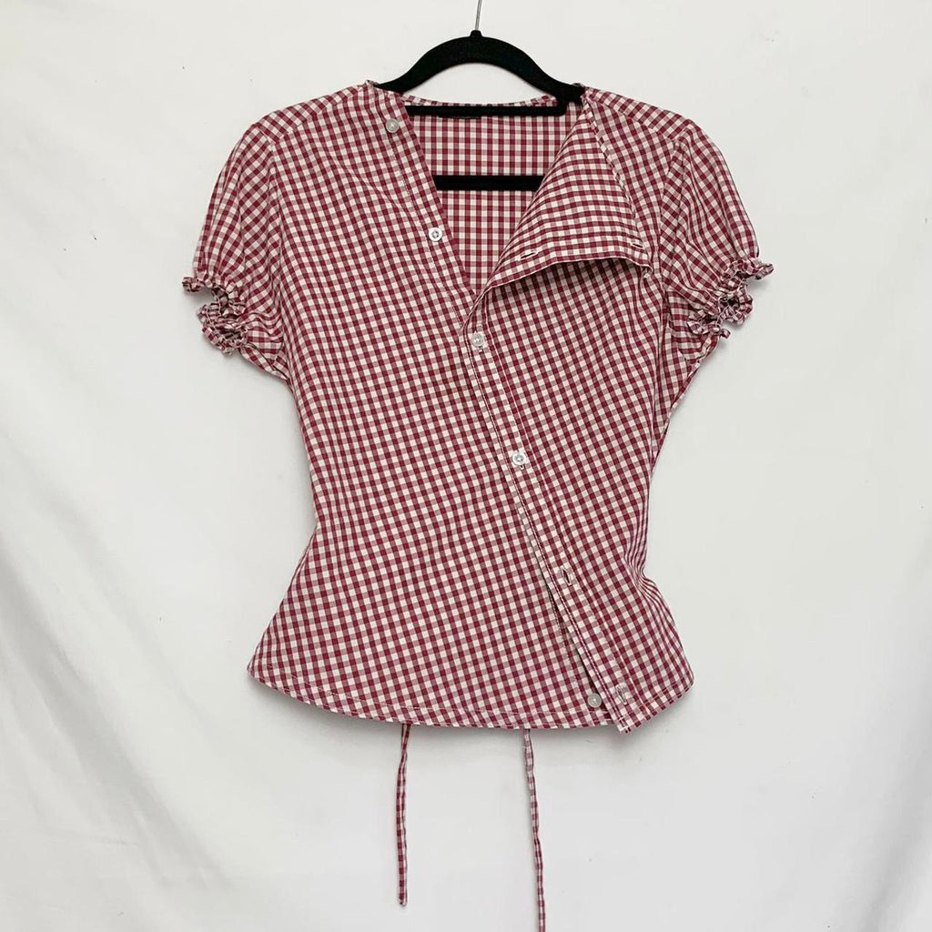 Gingham asymmetric shirt