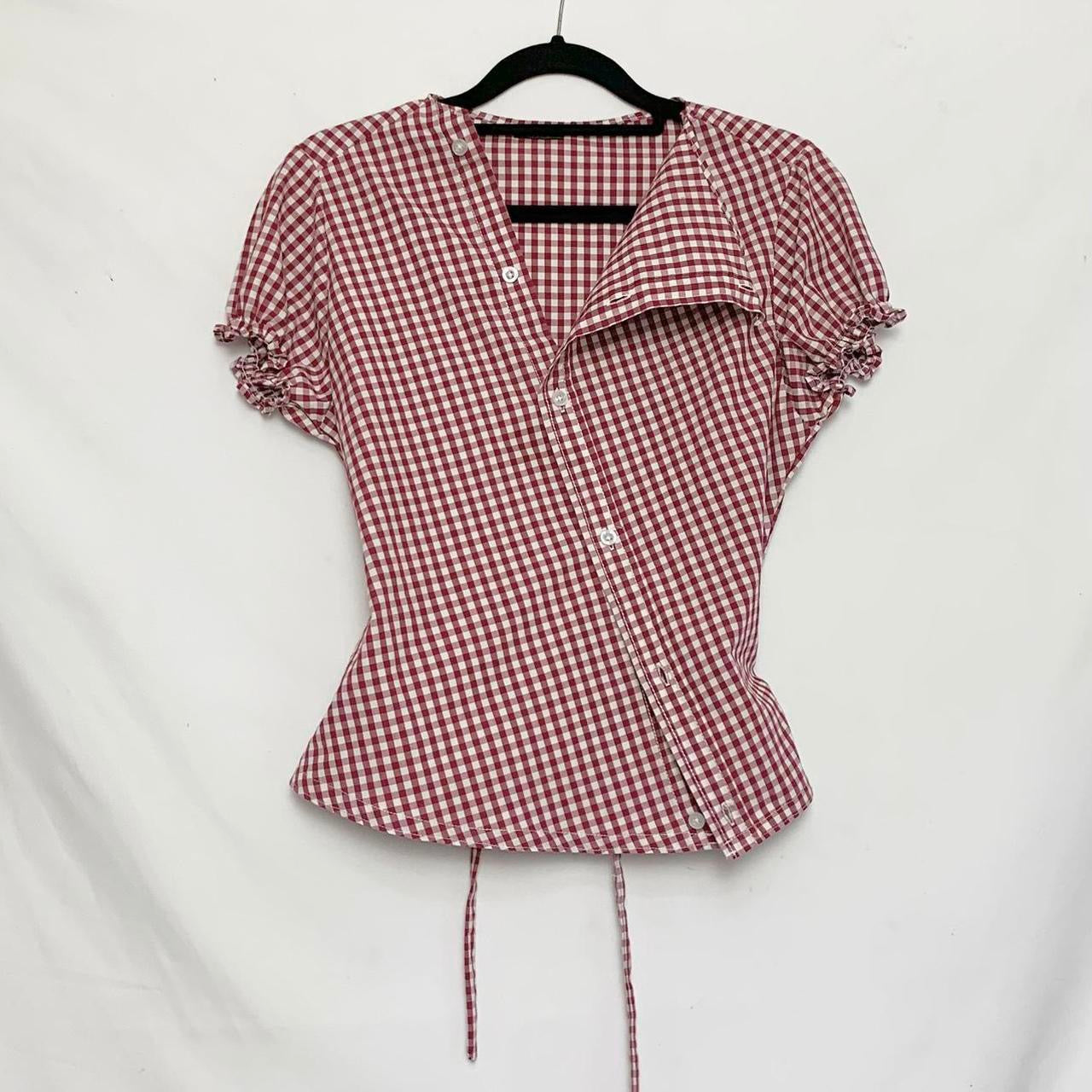 Gingham asymmetric shirt