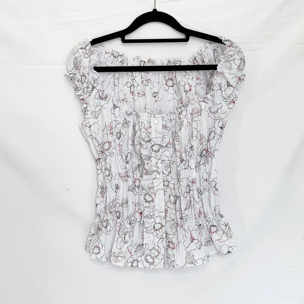 Floral Embroidered Milkmaid Top