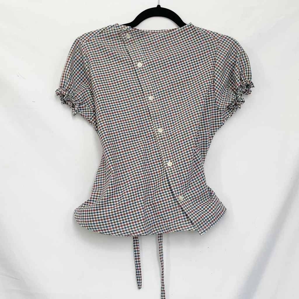 Plaid asymmetric shirt