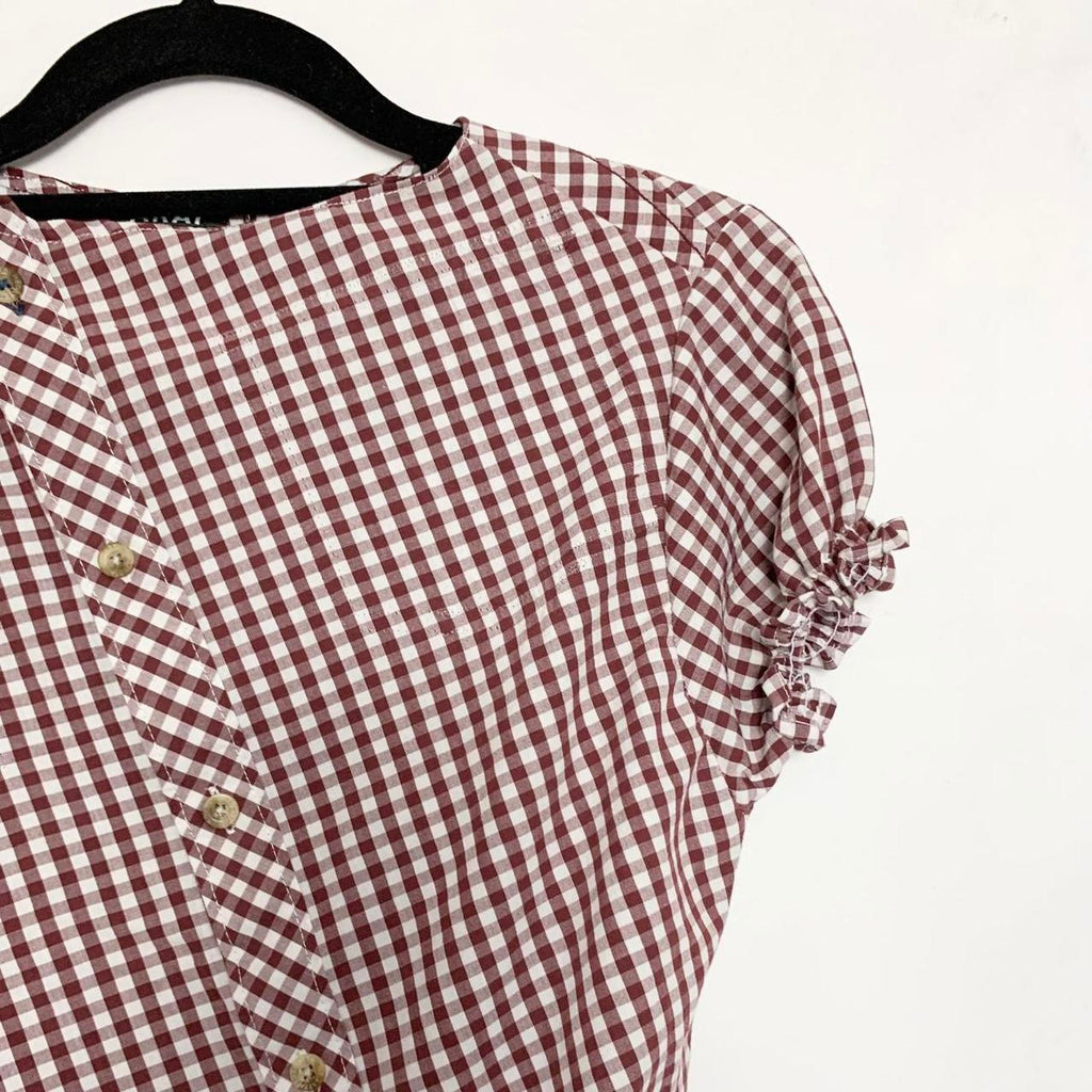 Plaid asymmetric shirt