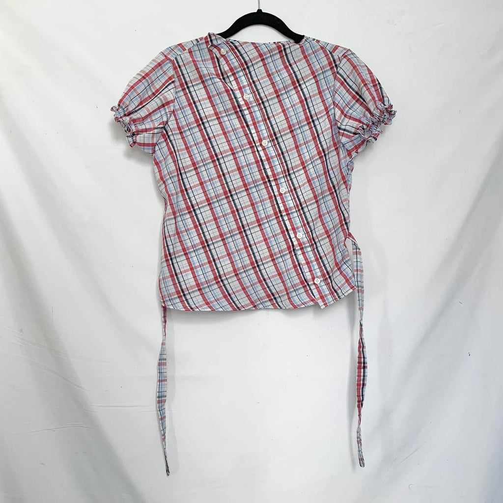 Plaid asymmetric shirt