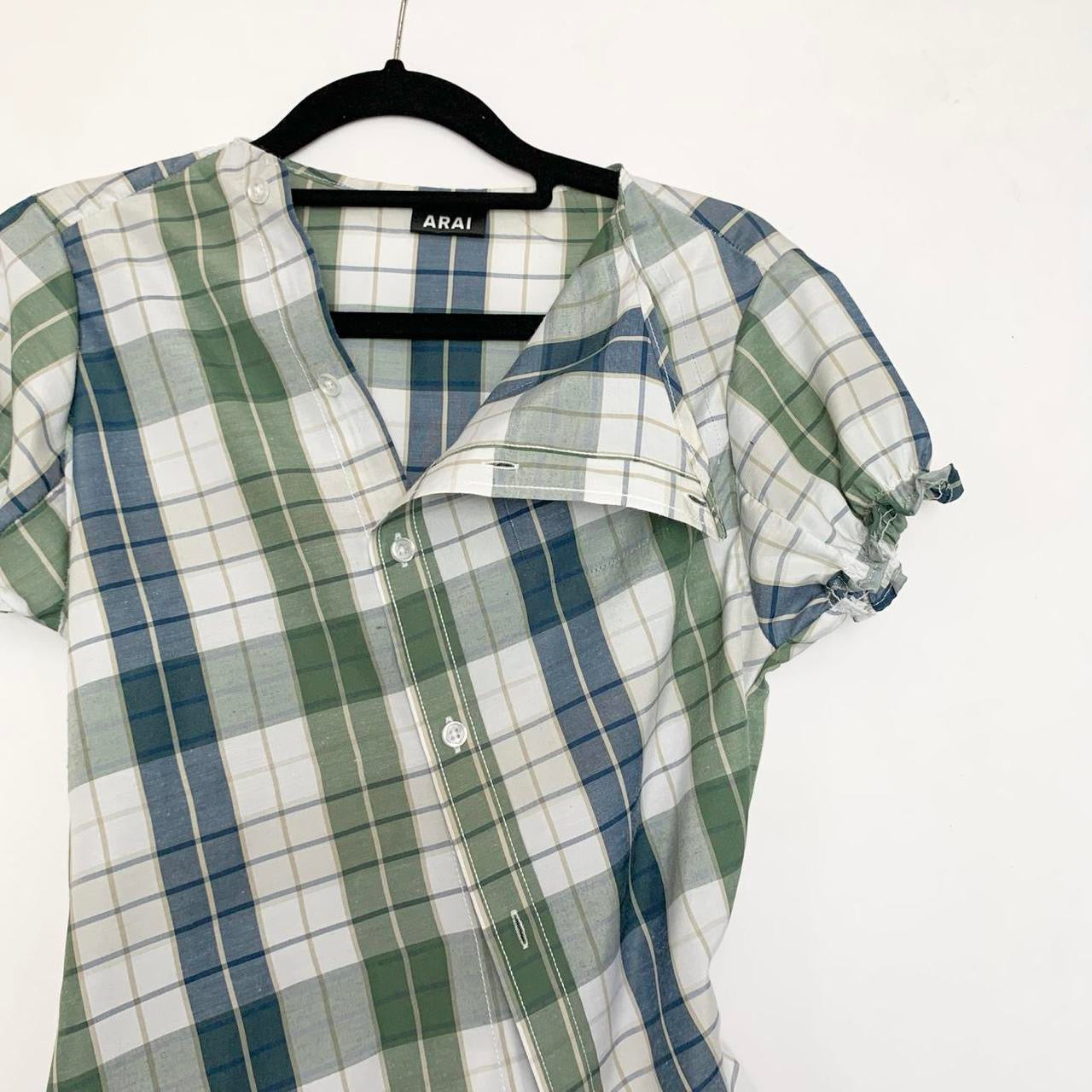 Plaid asymmetric shirt