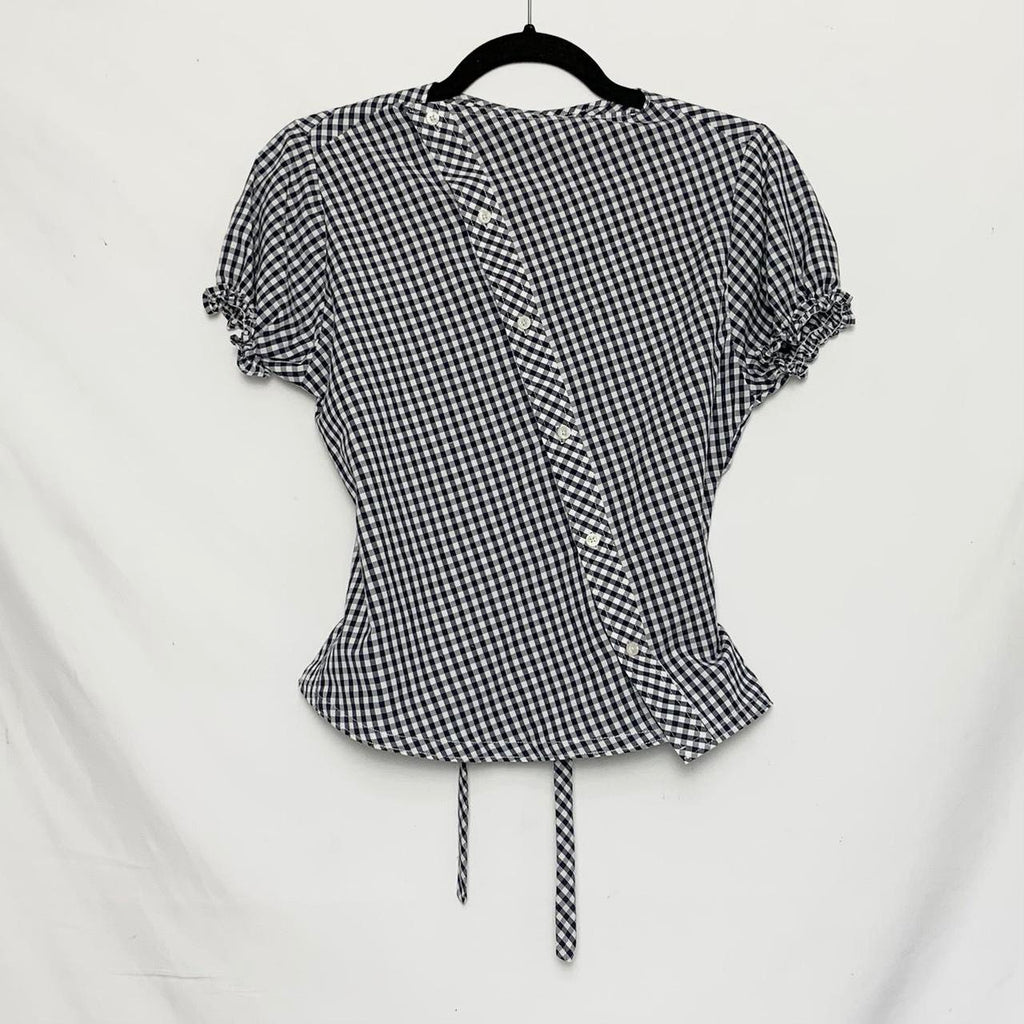 Gingham asymmetric shirt