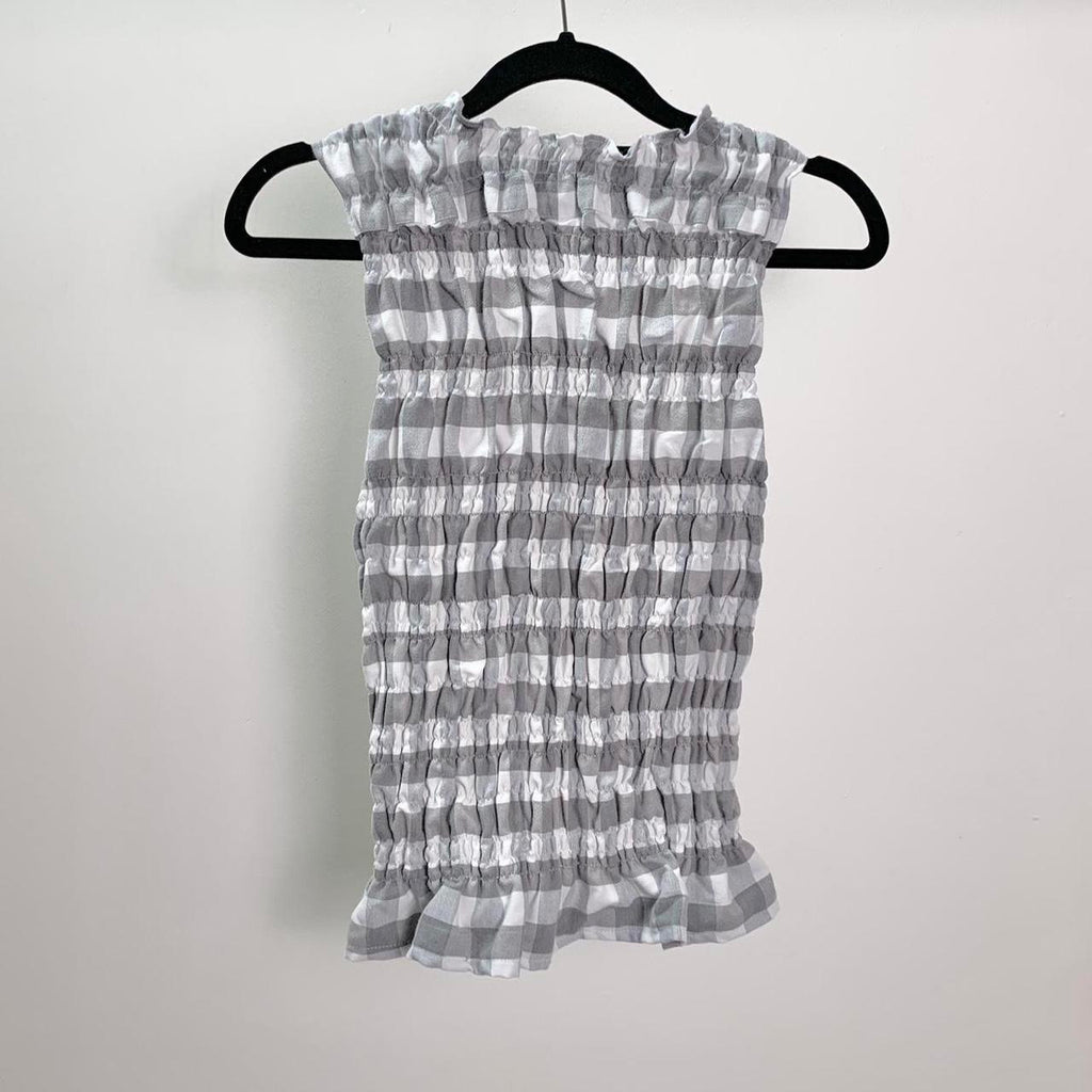 Checkered Ruched Tank Top