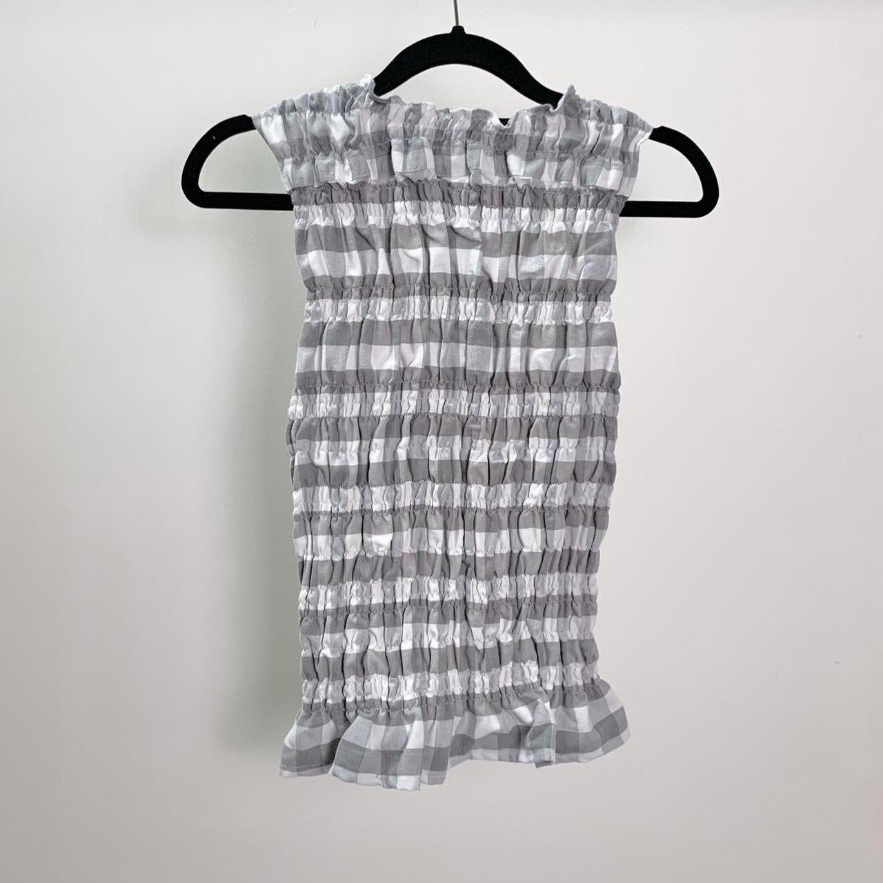 Checkered Ruched Tank Top