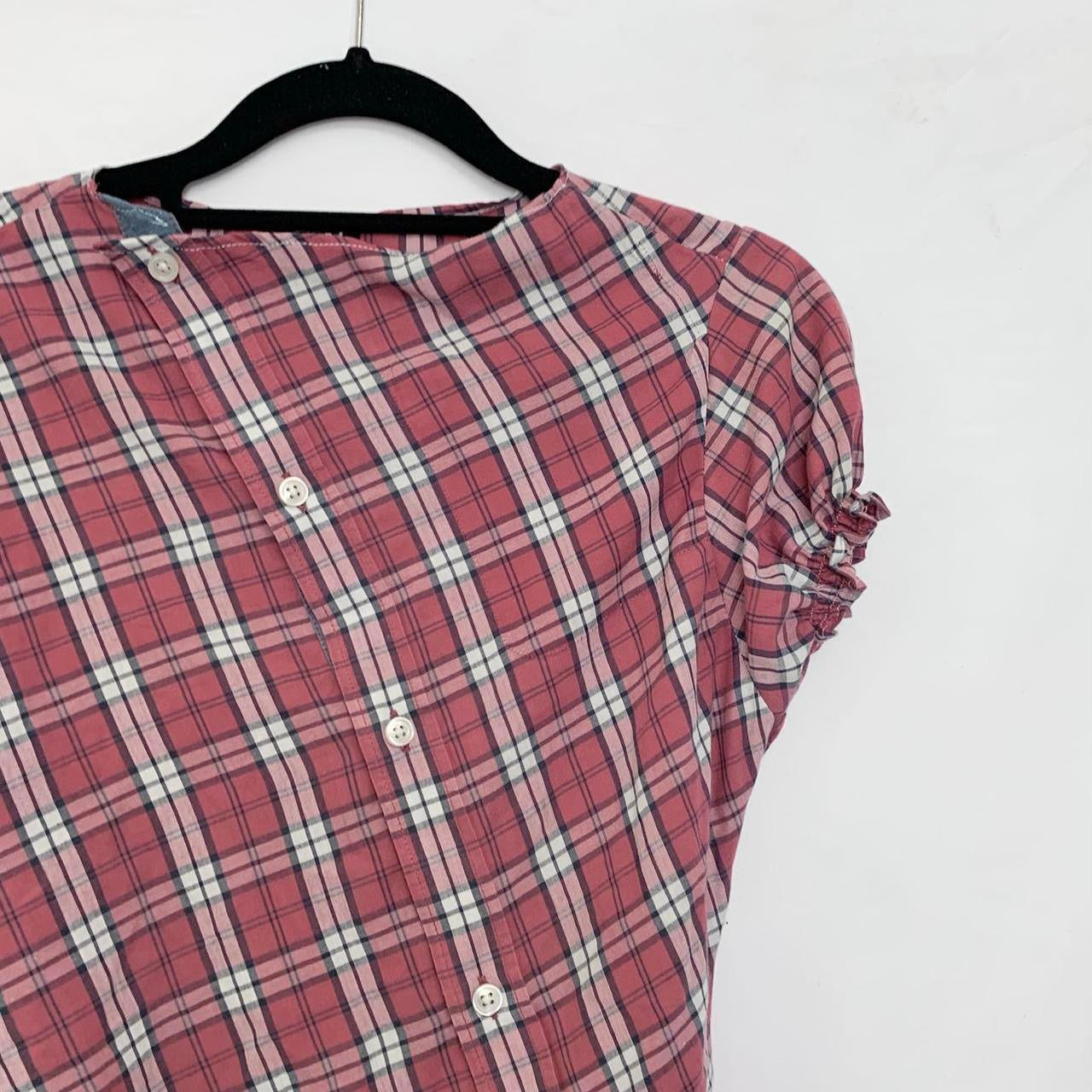 Plaid asymmetric shirt