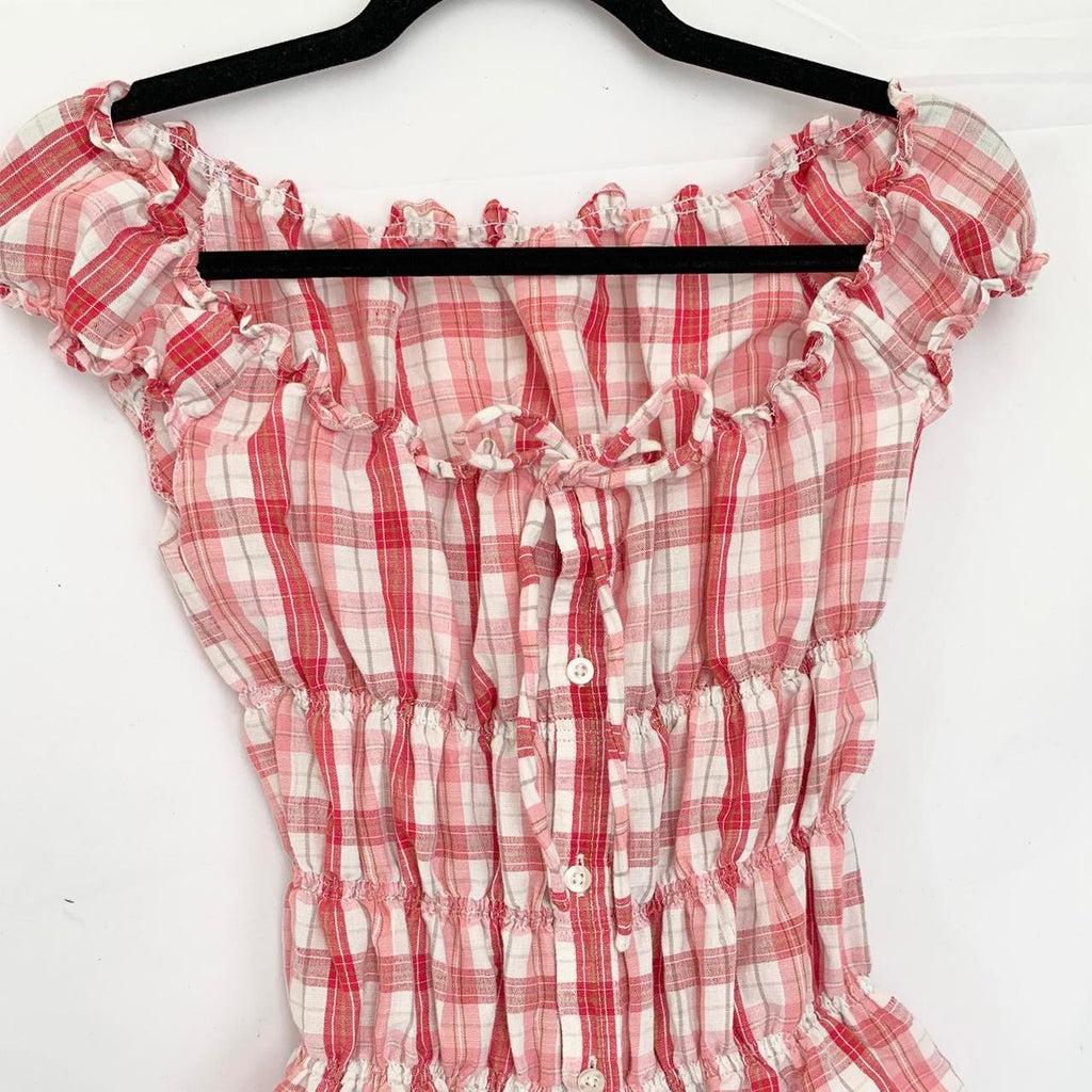Plaid Milkmaid Top