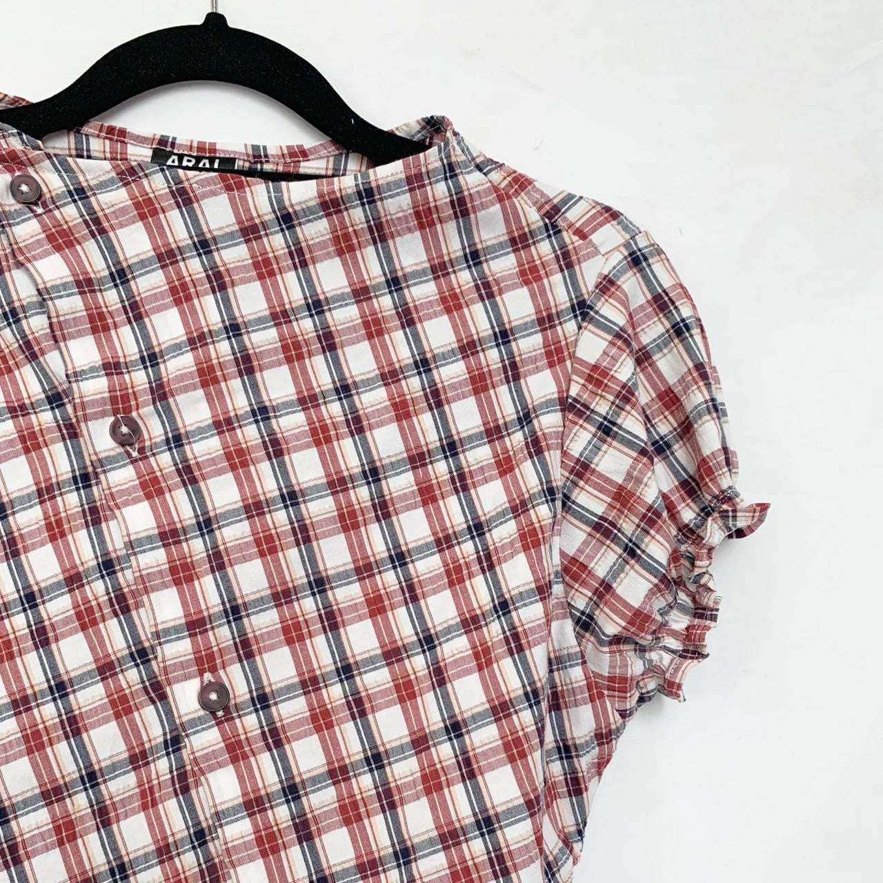 Plaid asymmetric shirt