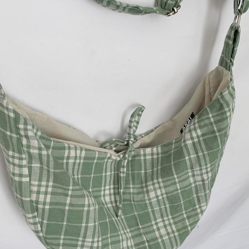 Plaid Crescent Bag