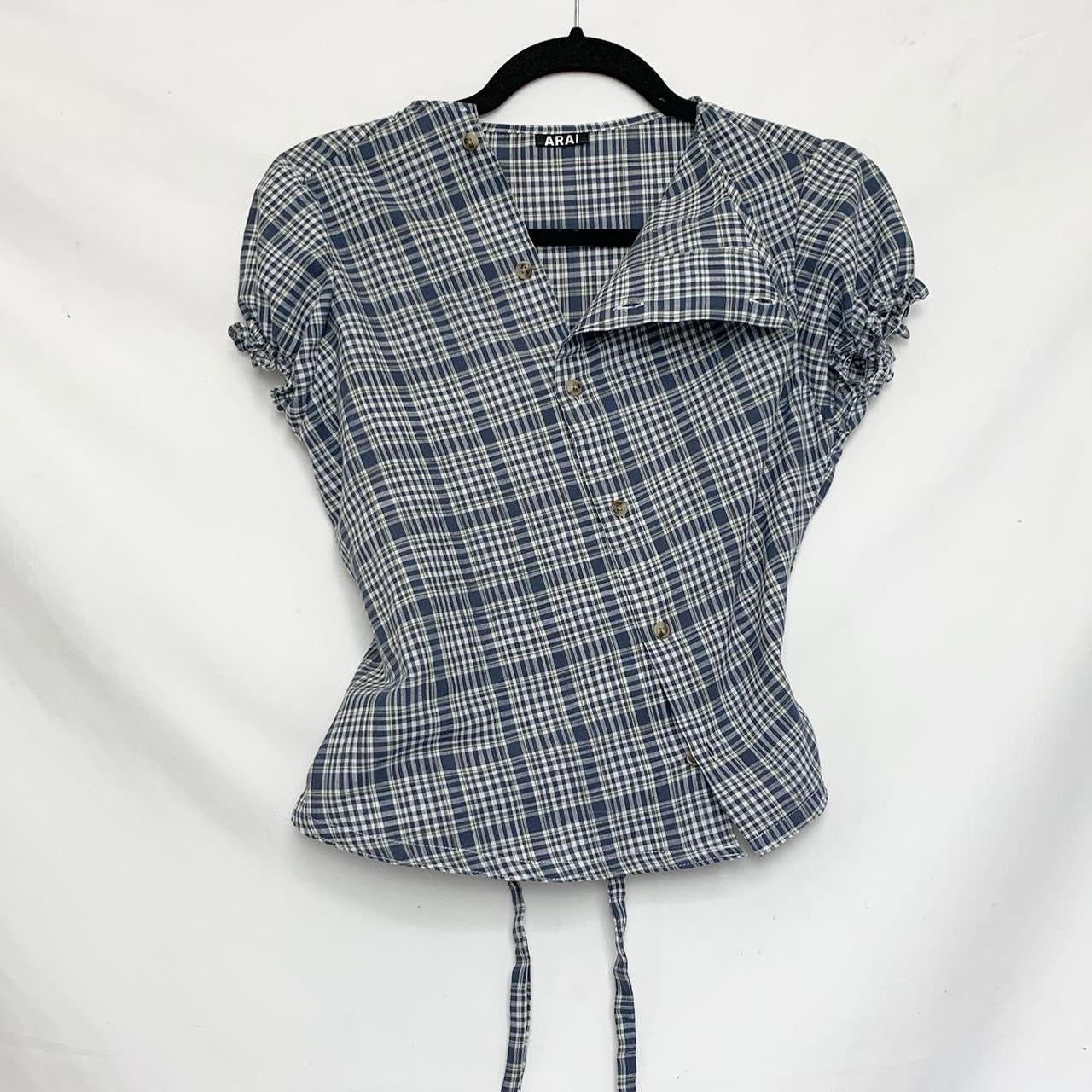 Plaid asymmetric shirt