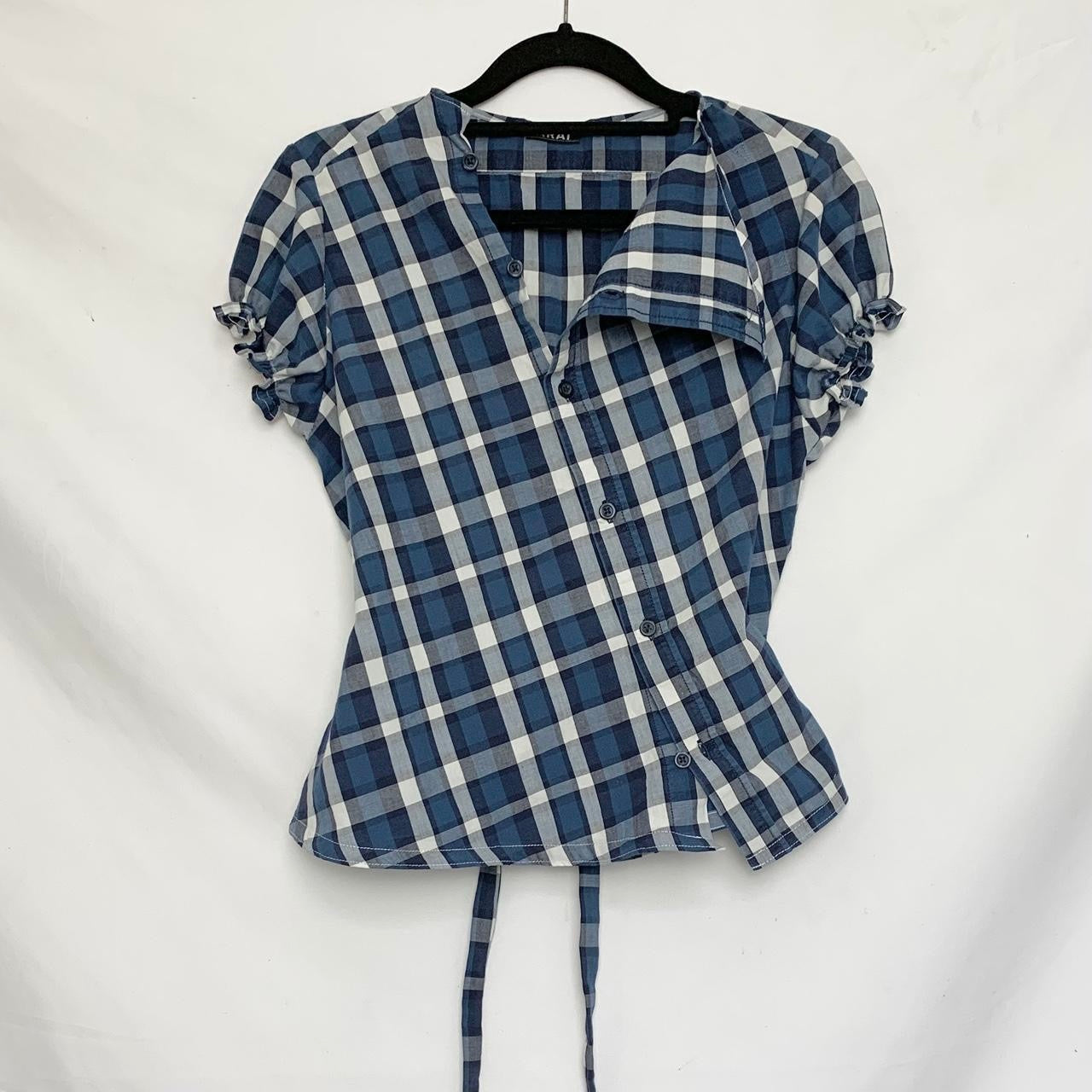Plaid asymmetric shirt