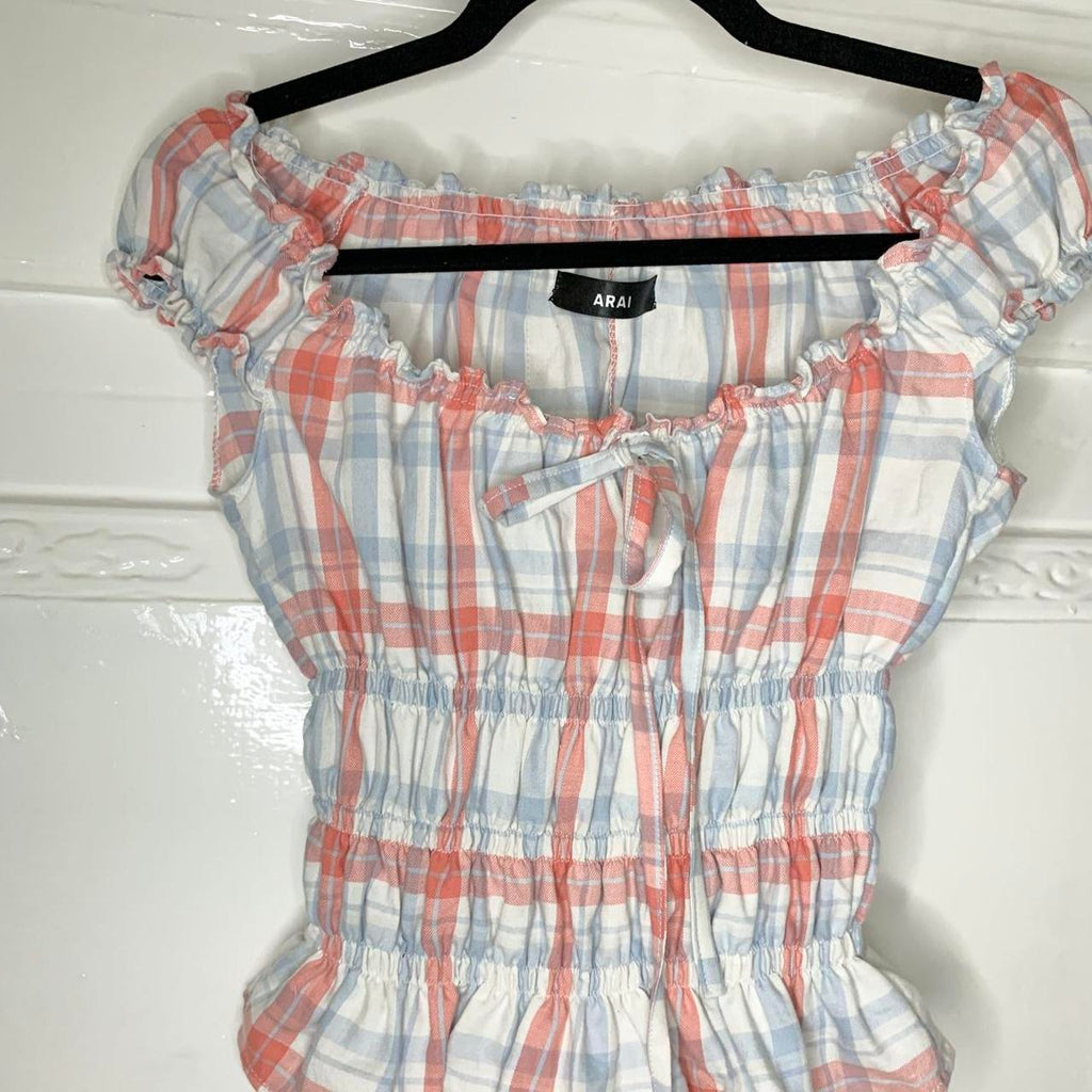 Checkered Milkmaid Top