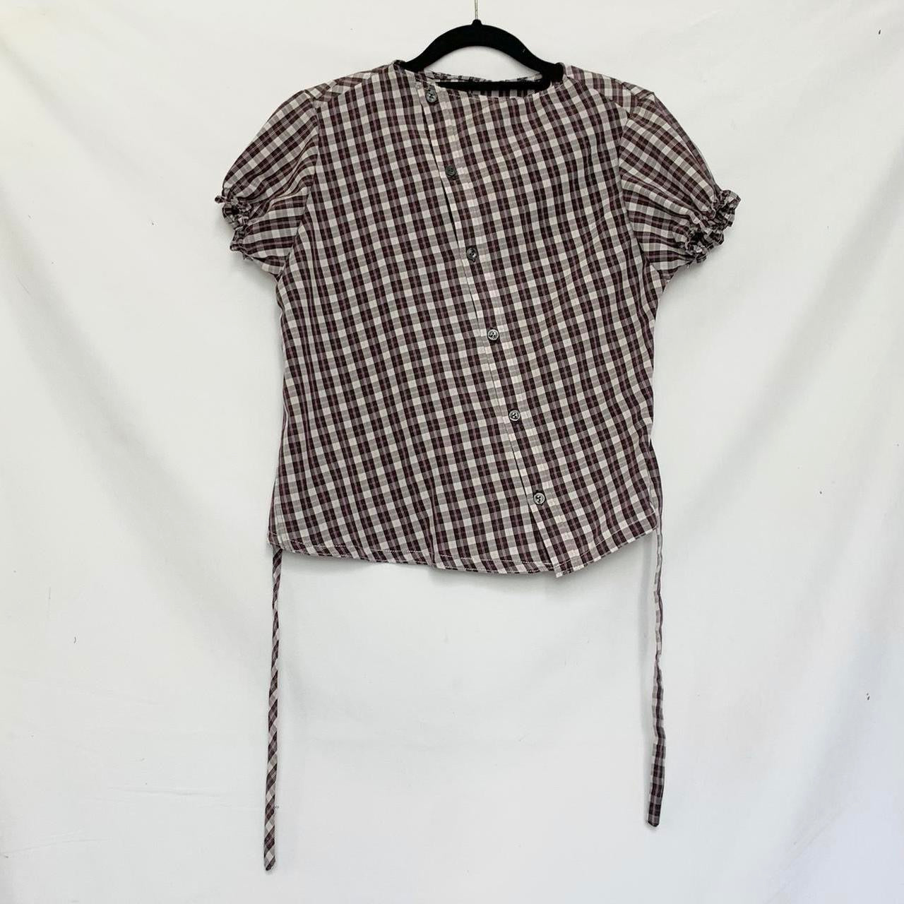 Plaid asymmetric shirt