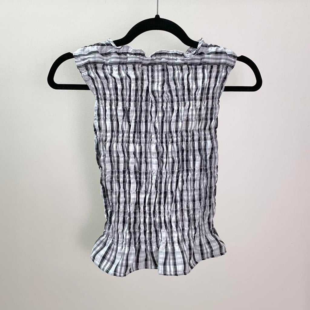 Plaid ruched tank top