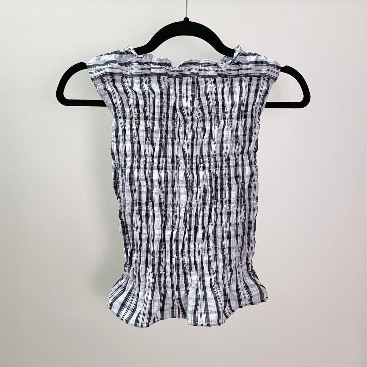 Plaid ruched tank top