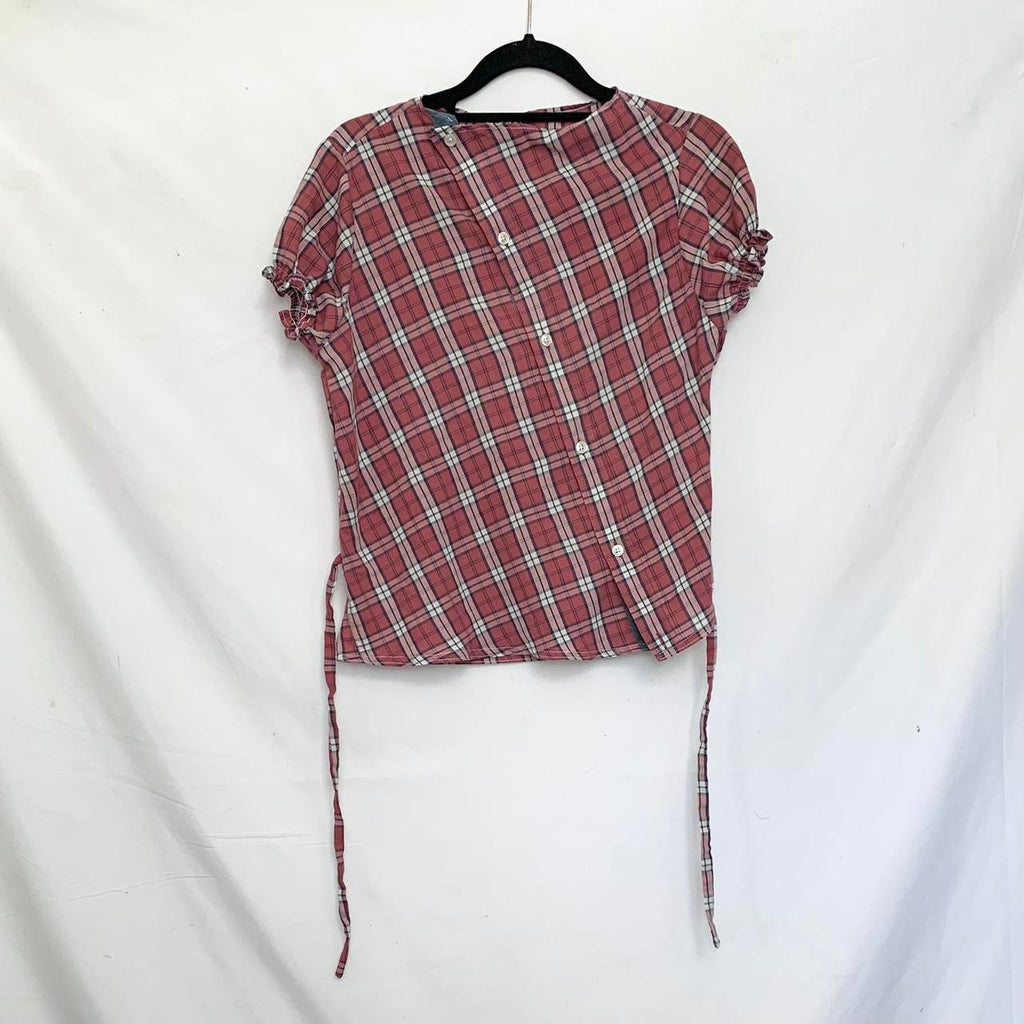 Plaid asymmetric shirt