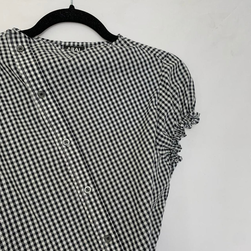 Plaid asymmetric shirt