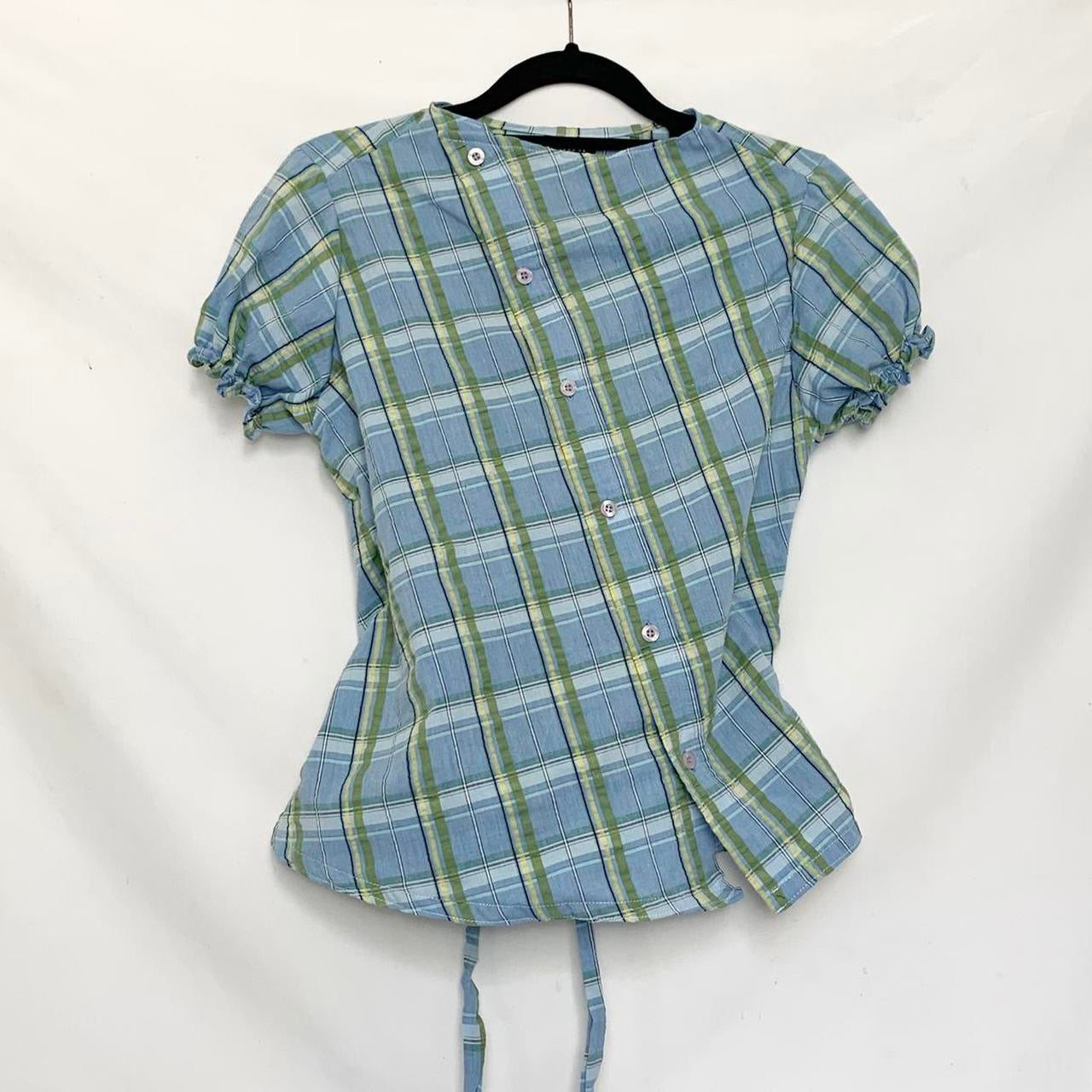 Plaid asymmetric shirt