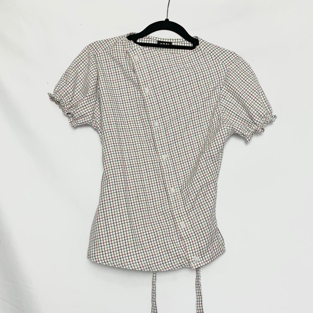 Plaid asymmetric shirt