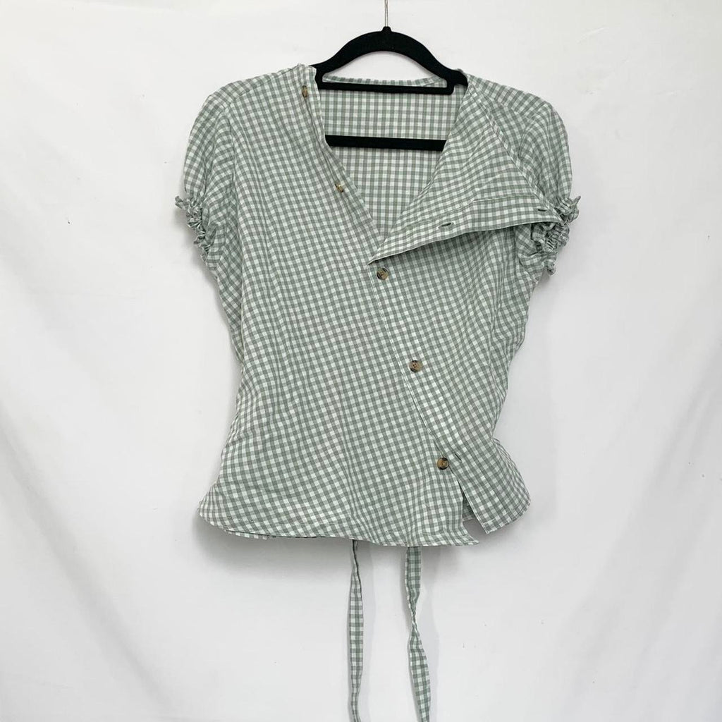 Gingham asymmetric shirt