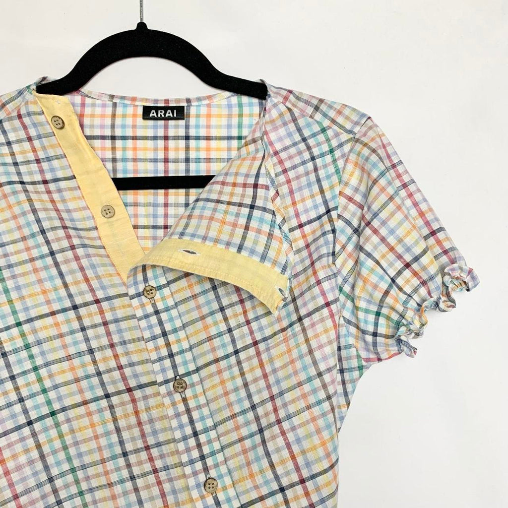 Plaid asymmetric shirt