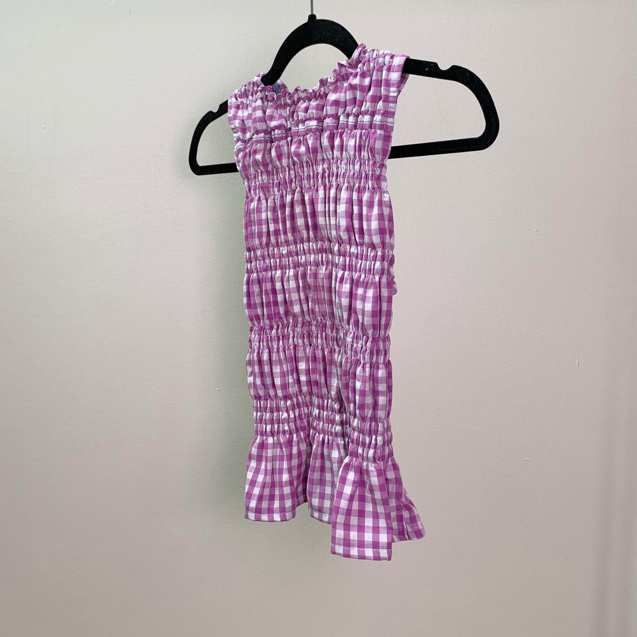 Checkered Ruched Tank Top