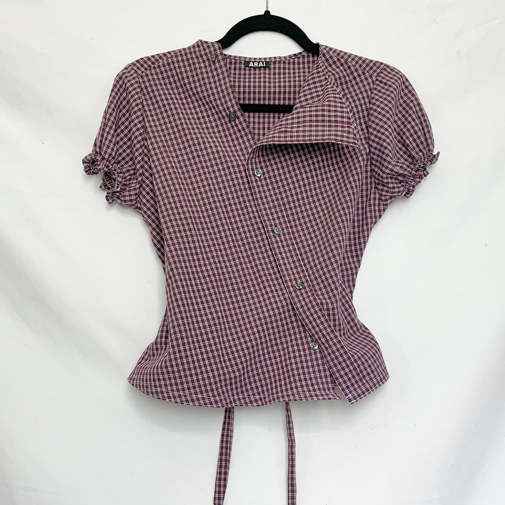 Plaid asymmetric shirt