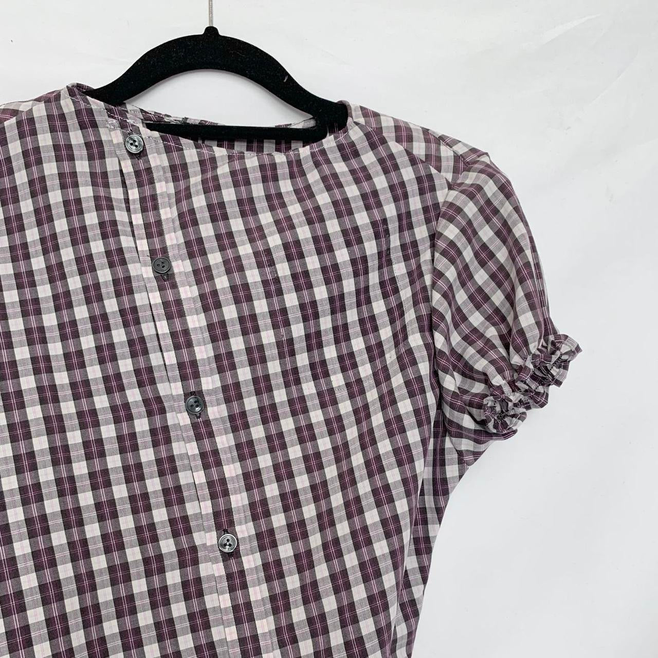 Plaid asymmetric shirt