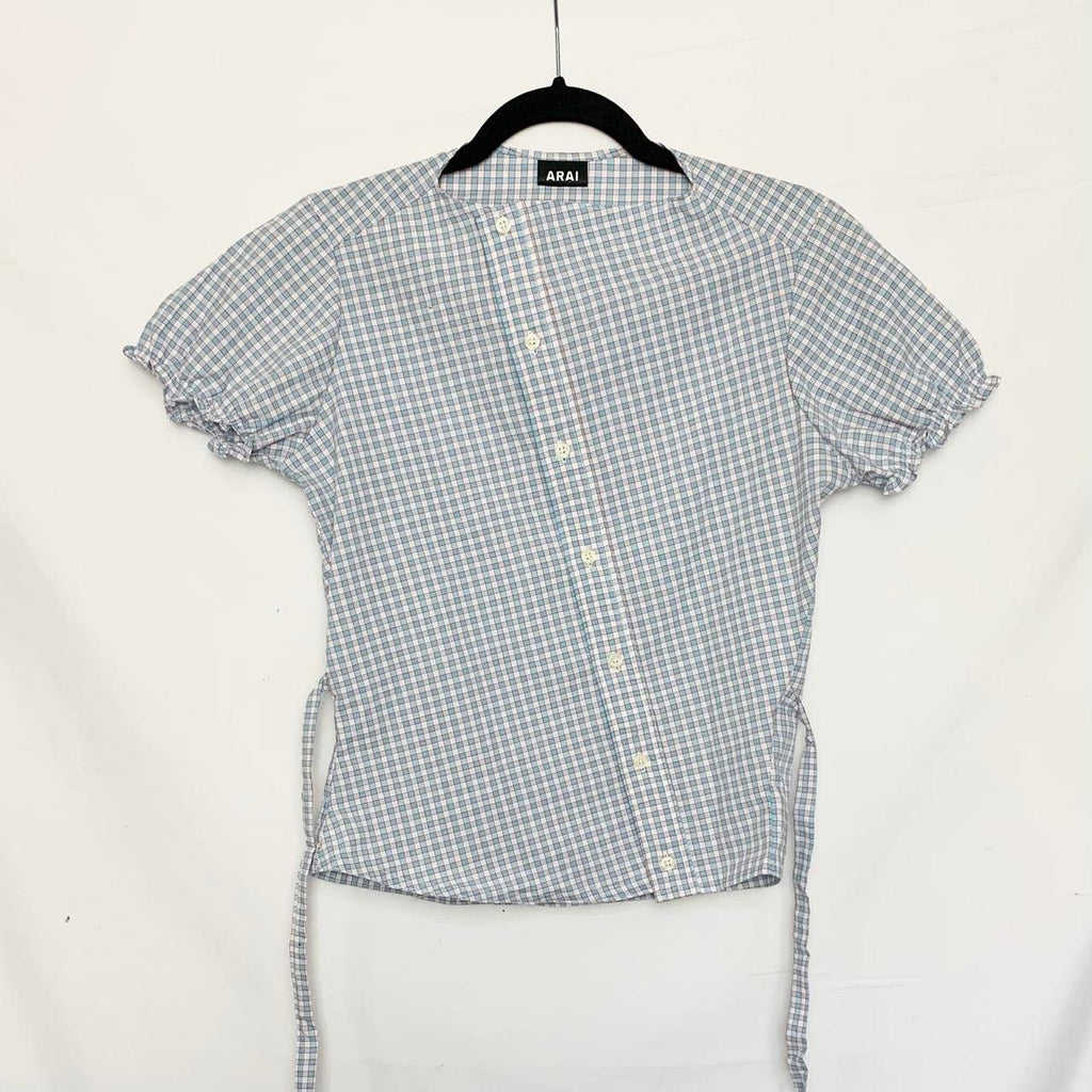 Plaid asymmetric shirt