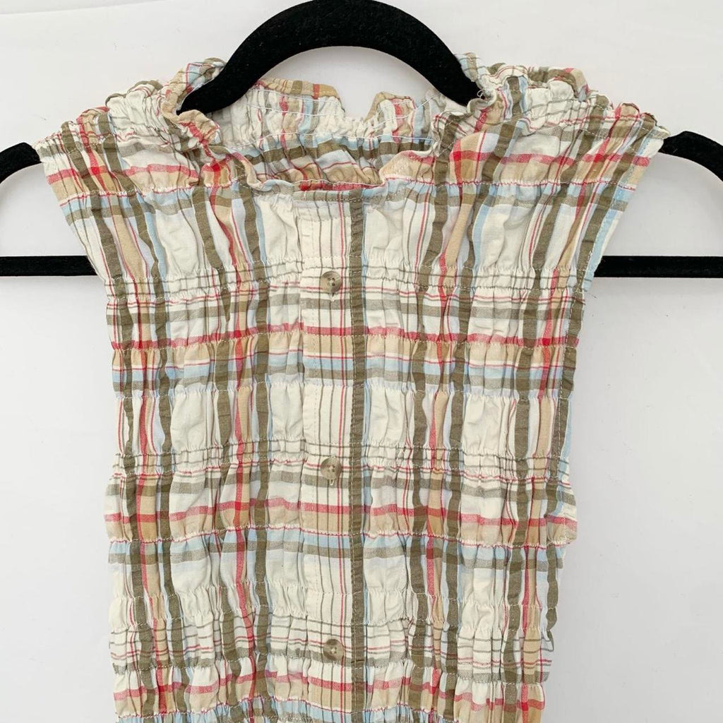 Plaid Ruched Tank Top