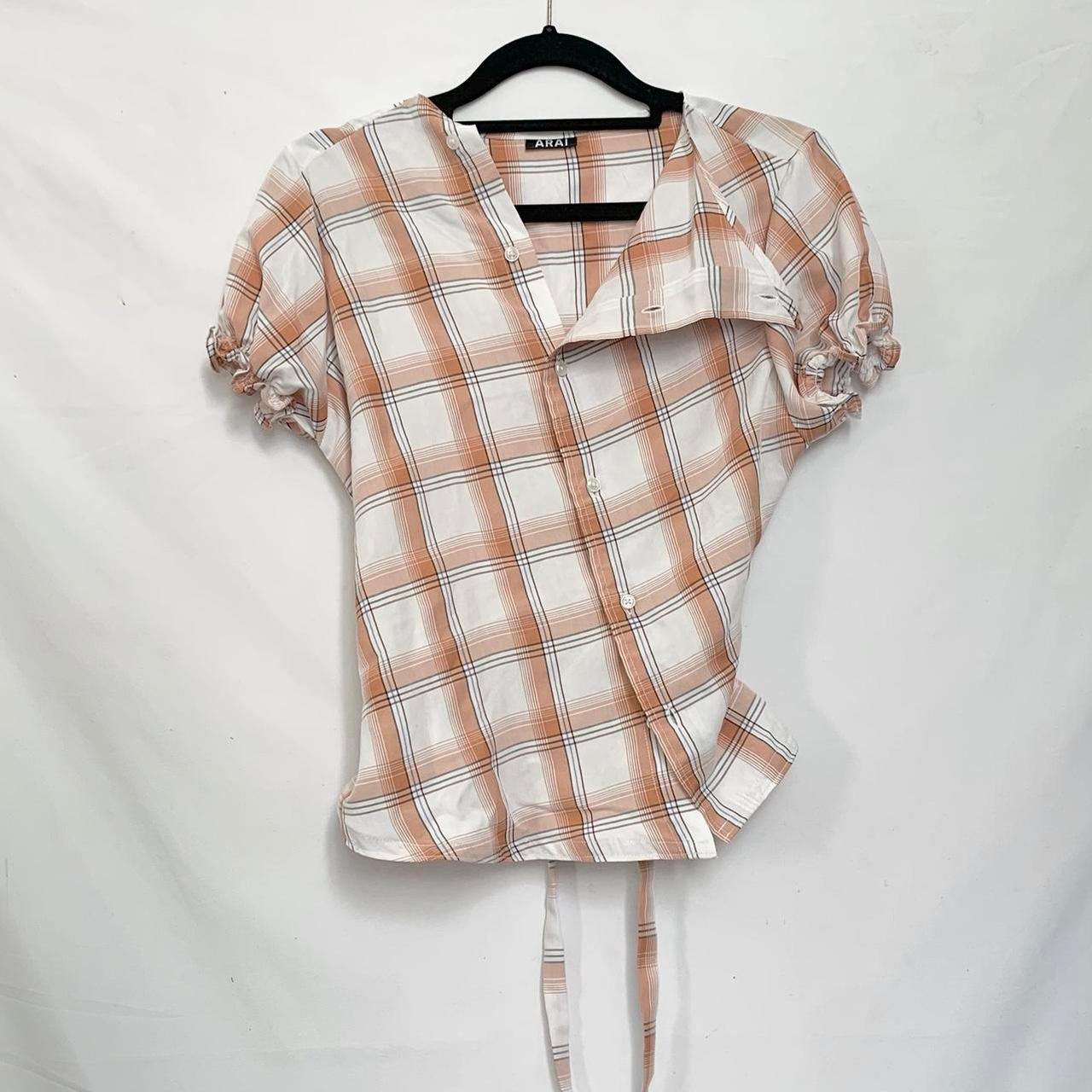 Plaid asymmetric shirt