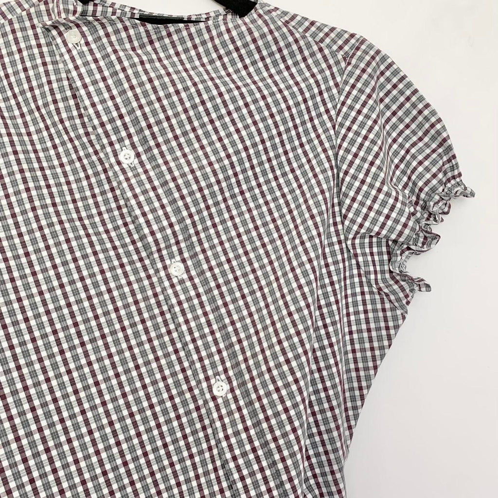 Plaid asymmetric shirt