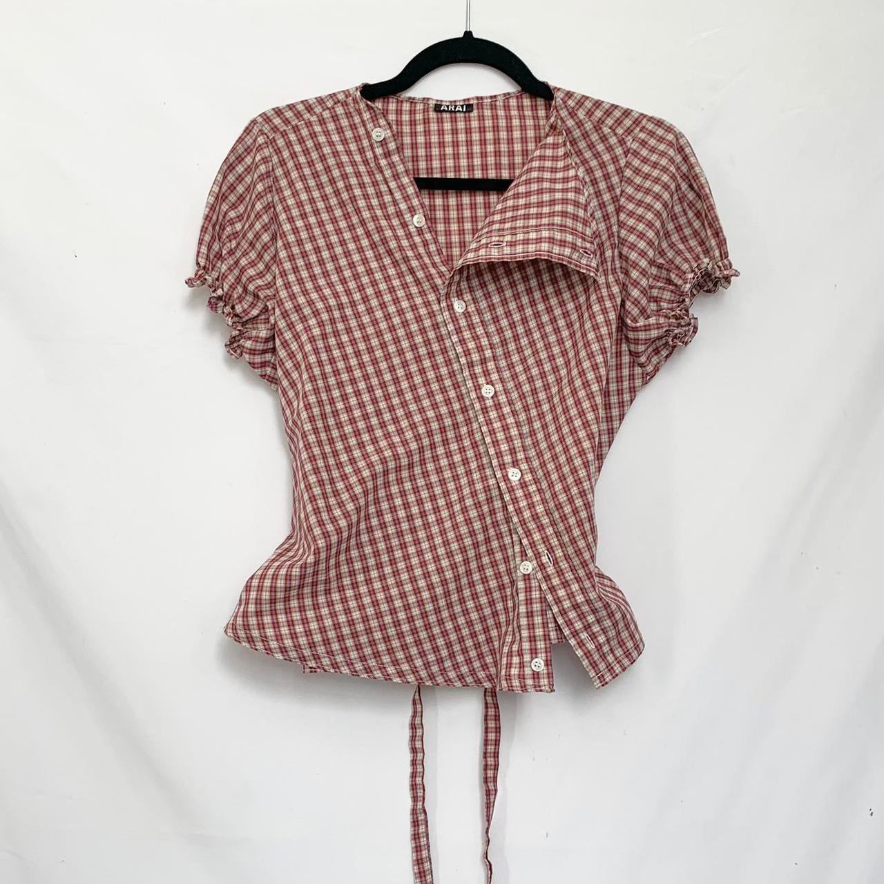 Plaid asymmetric shirt