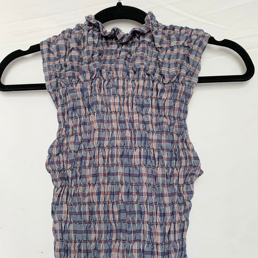 Plaid Ruched Tank Top