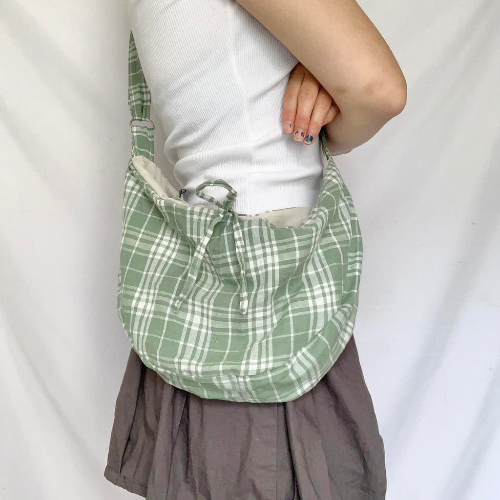 Plaid Crescent Bag