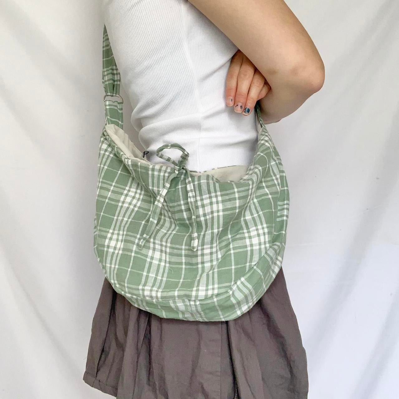 Plaid Crescent Bag