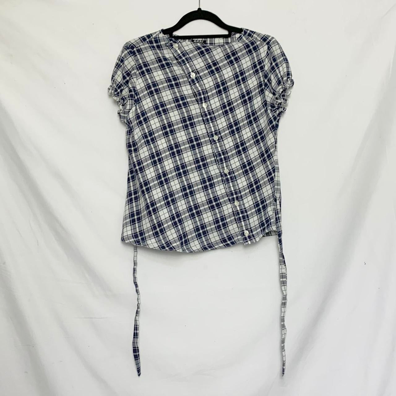 Plaid asymmetric shirt