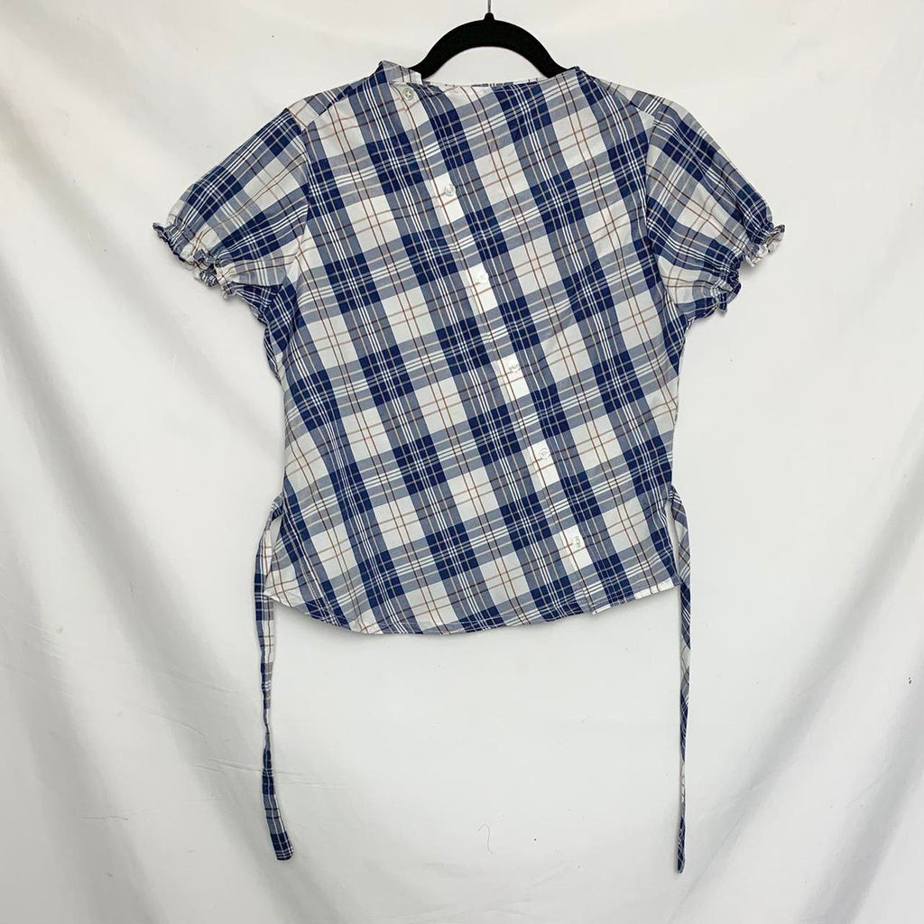 Plaid asymmetric shirt