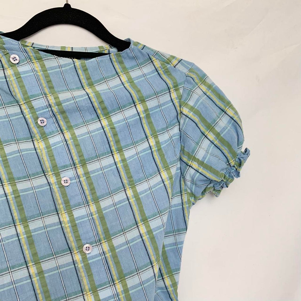 Plaid asymmetric shirt