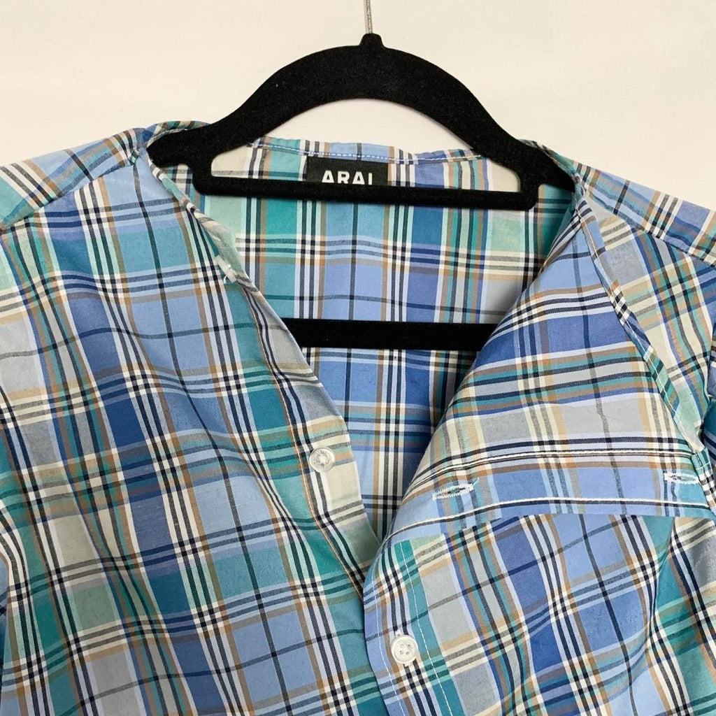 Plaid asymmetric shirt
