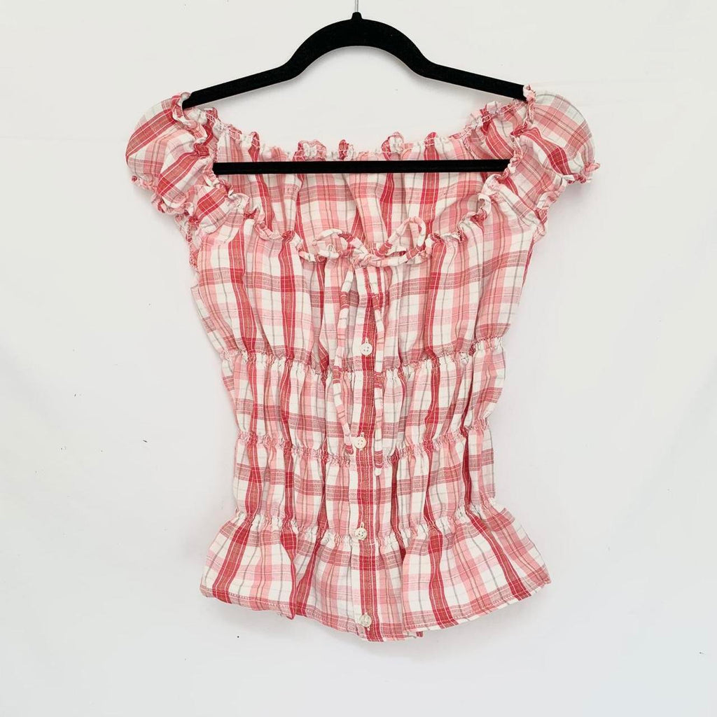 Plaid Milkmaid Top