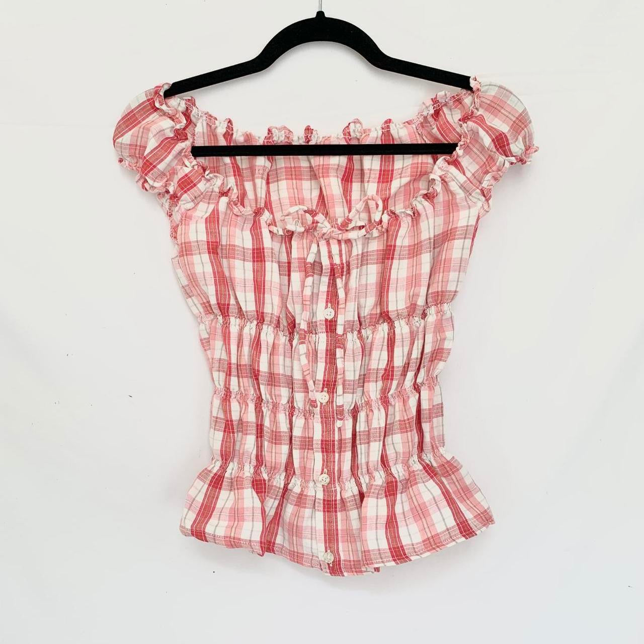 Plaid Milkmaid Top