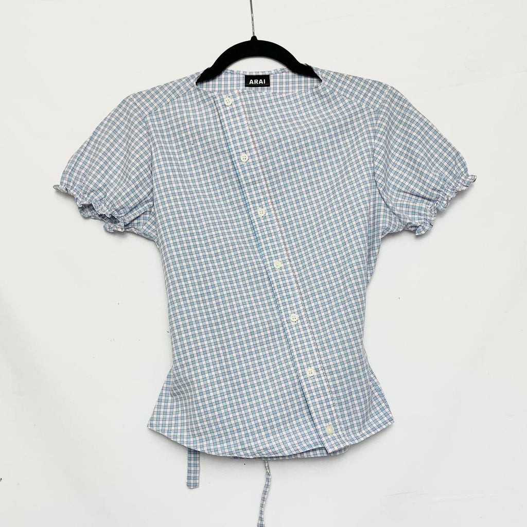 Plaid asymmetric shirt