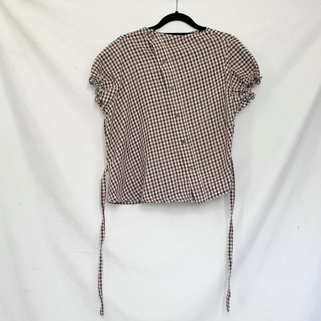 Plaid asymmetric shirt